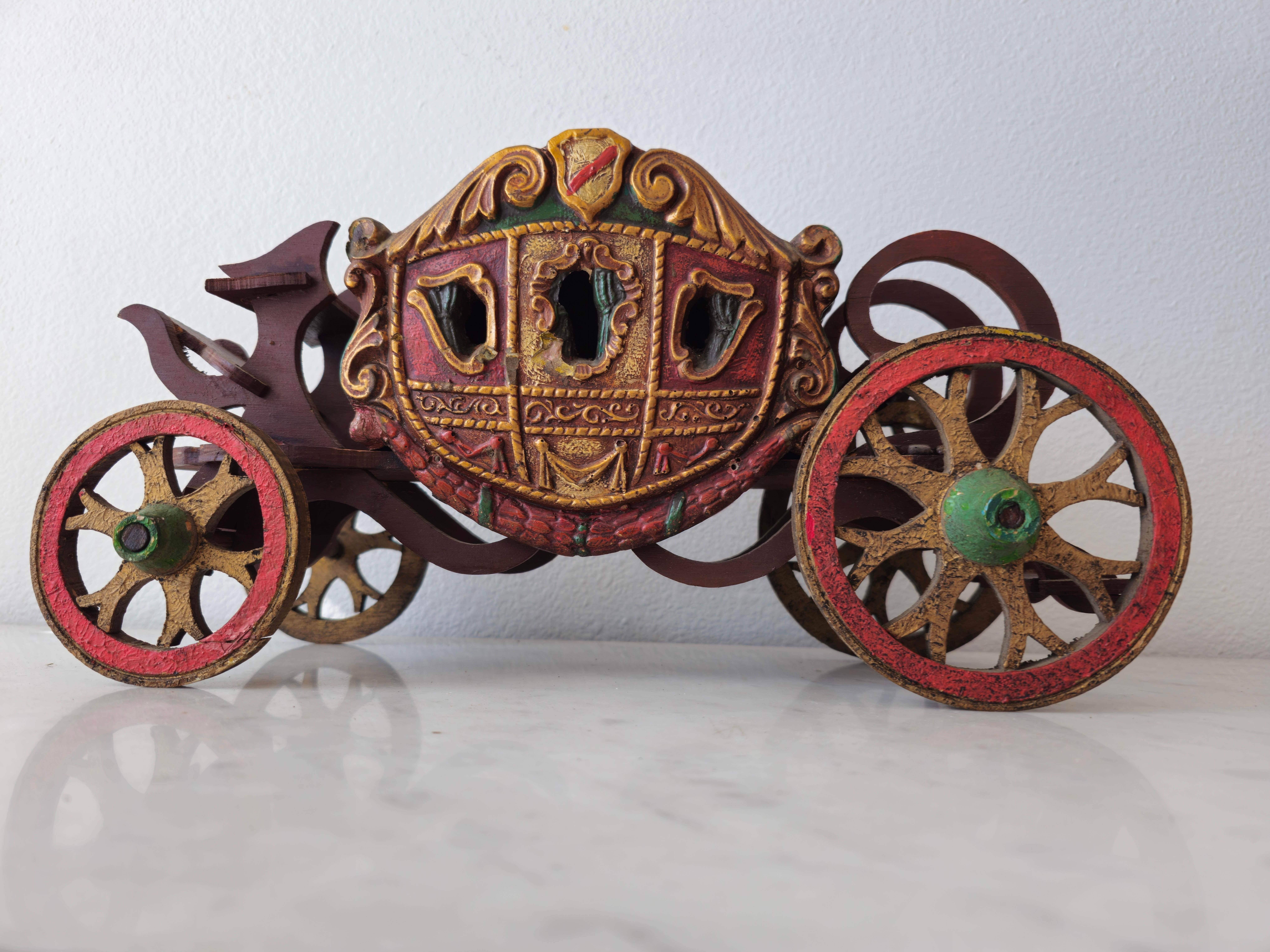 Rare Spanish Colonial Renaissance Chariot Carriage Model Folk Art Sculpture 13