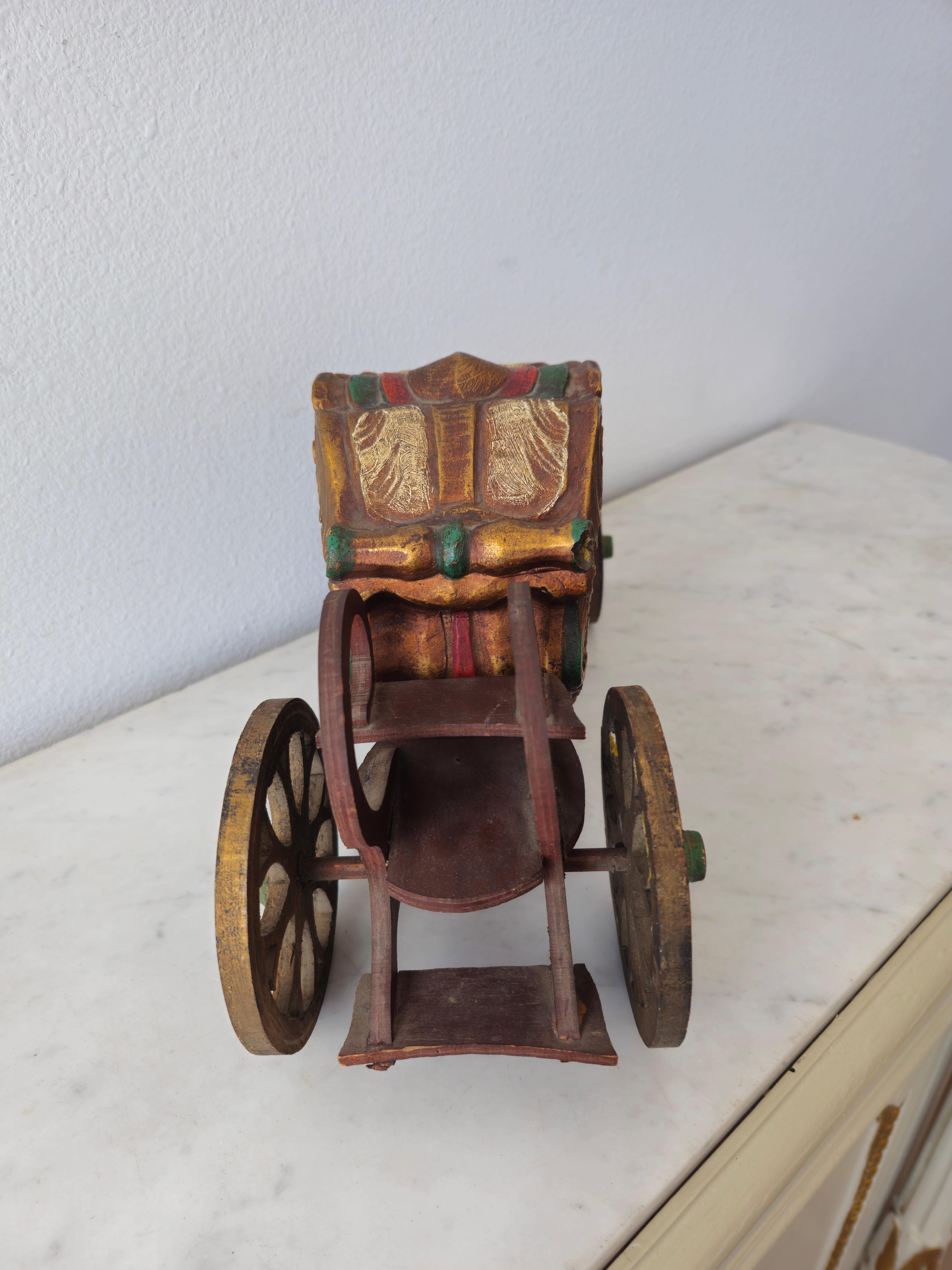 Rare Spanish Colonial Renaissance Chariot Carriage Model Folk Art Sculpture 2
