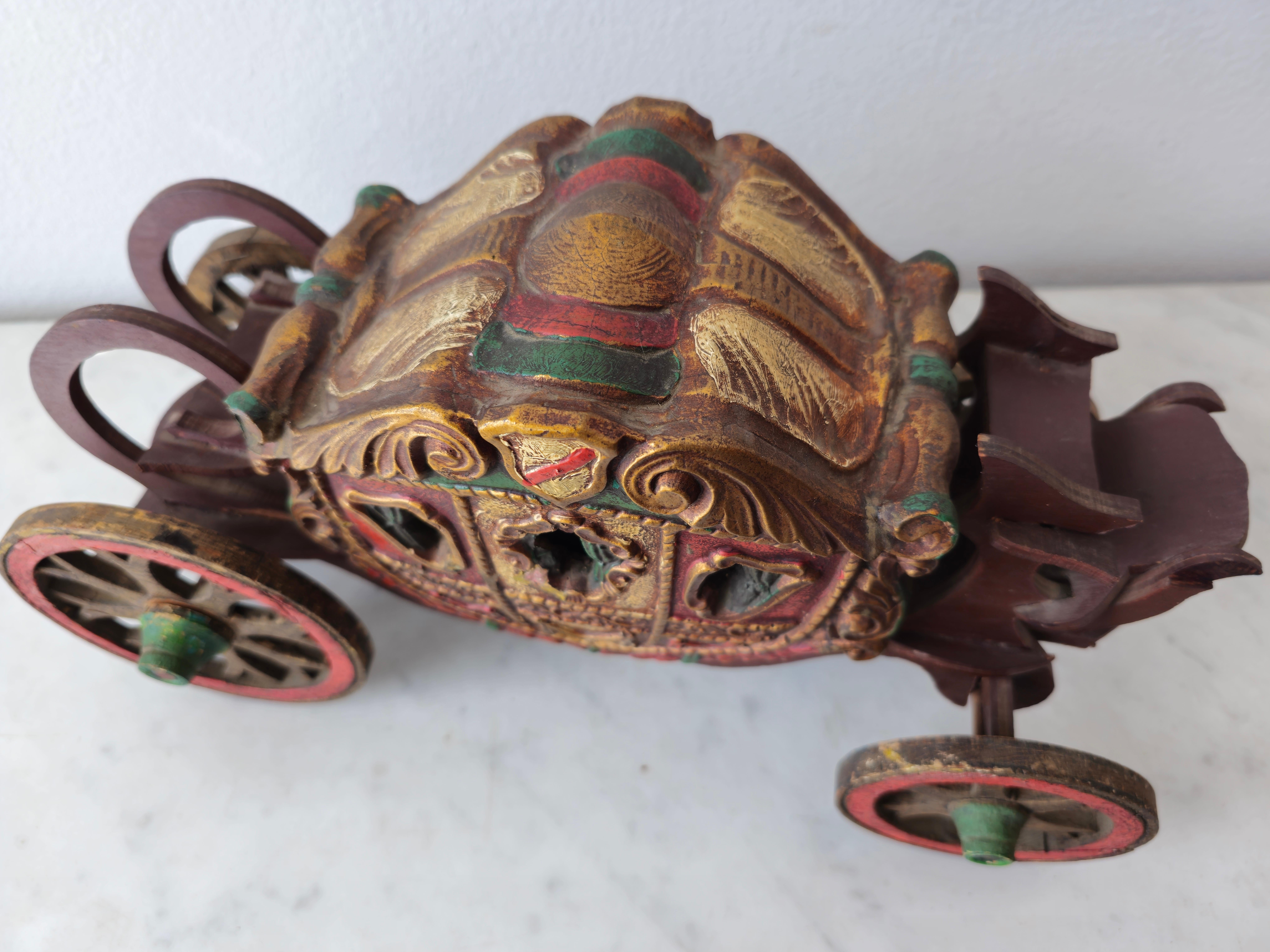 Rare Spanish Colonial Renaissance Chariot Carriage Model Folk Art Sculpture 3