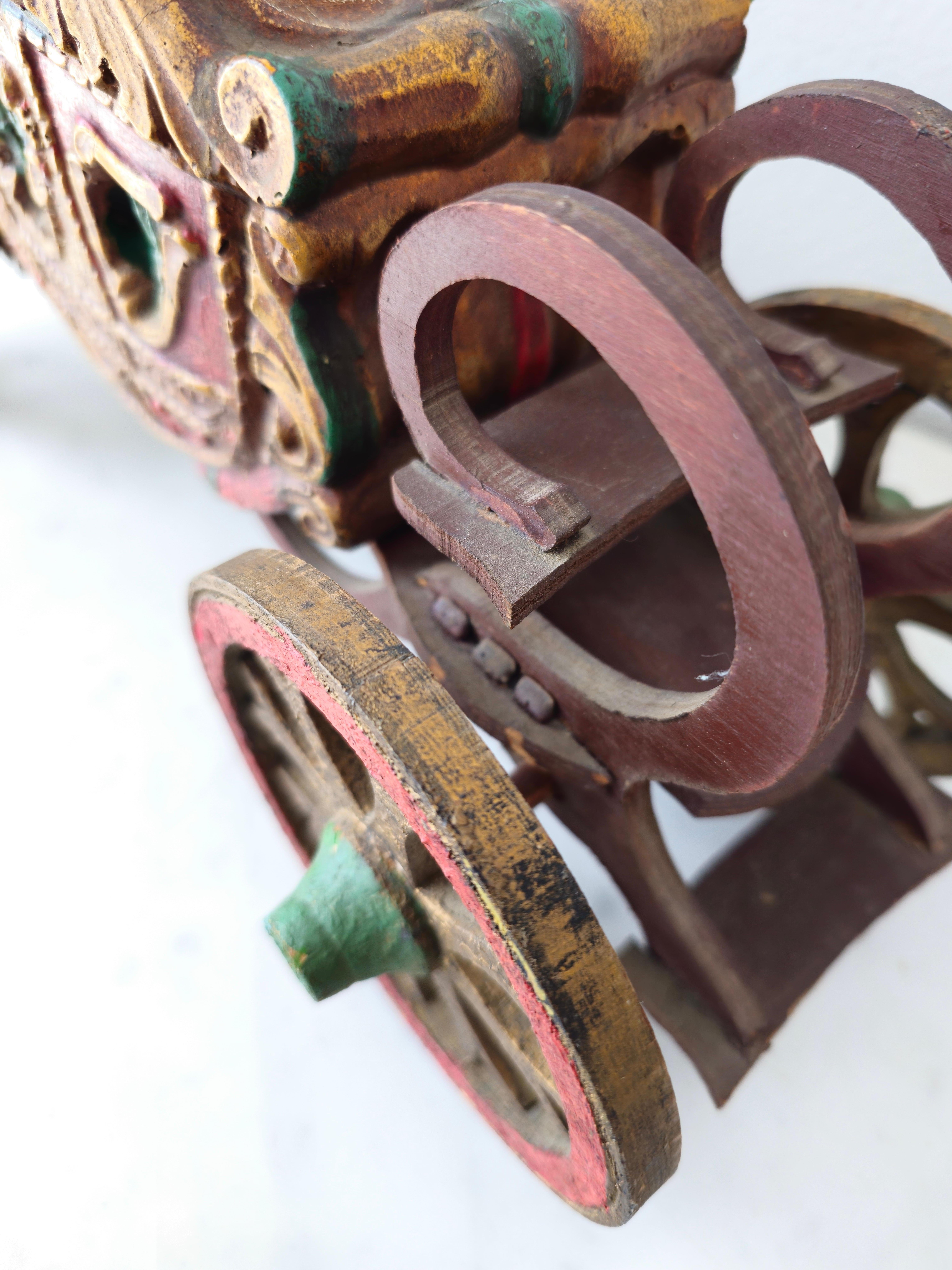 Rare Spanish Colonial Renaissance Chariot Carriage Model Folk Art Sculpture 5