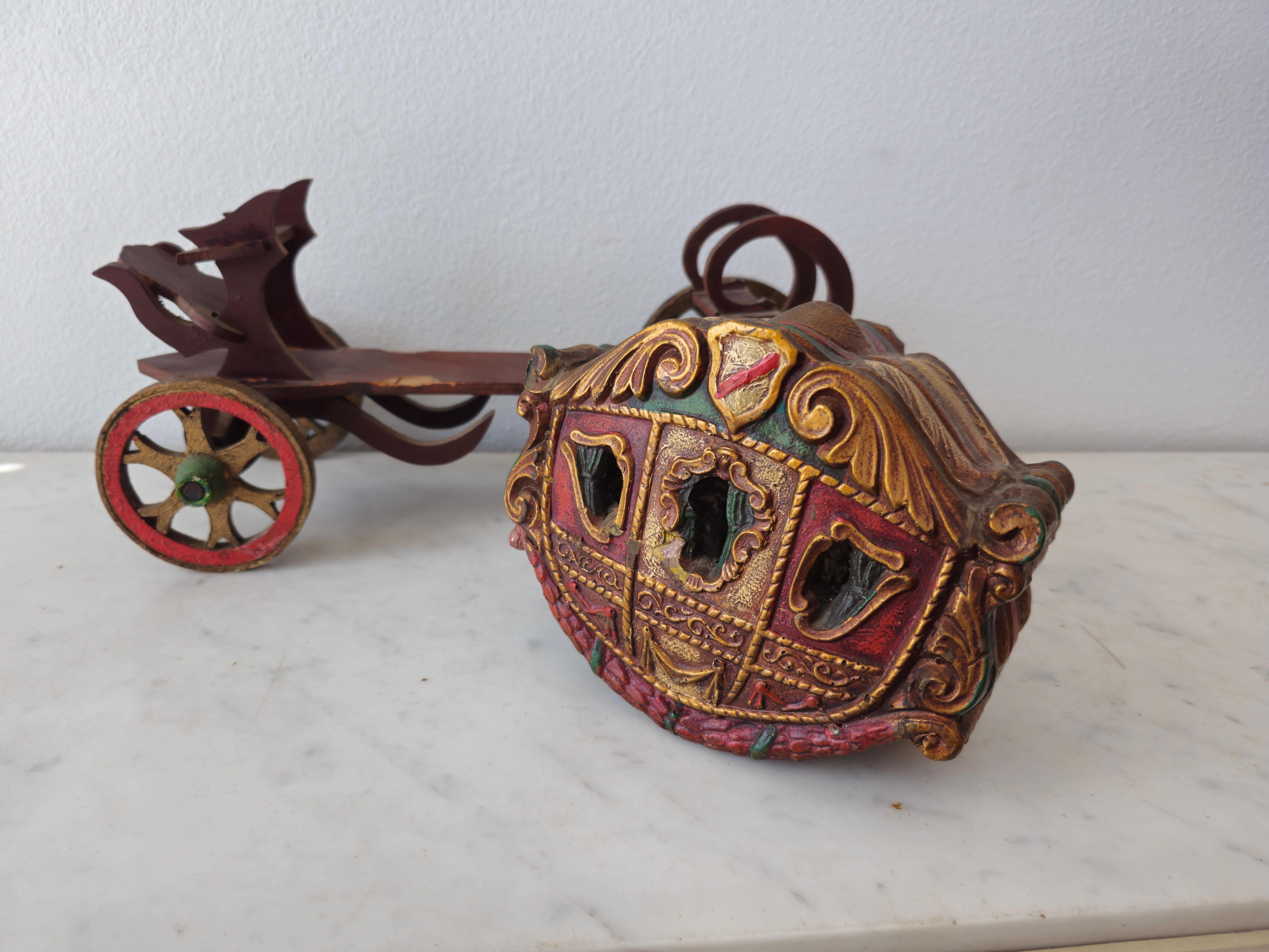 Rare Spanish Colonial Renaissance Chariot Carriage Model Folk Art Sculpture 7