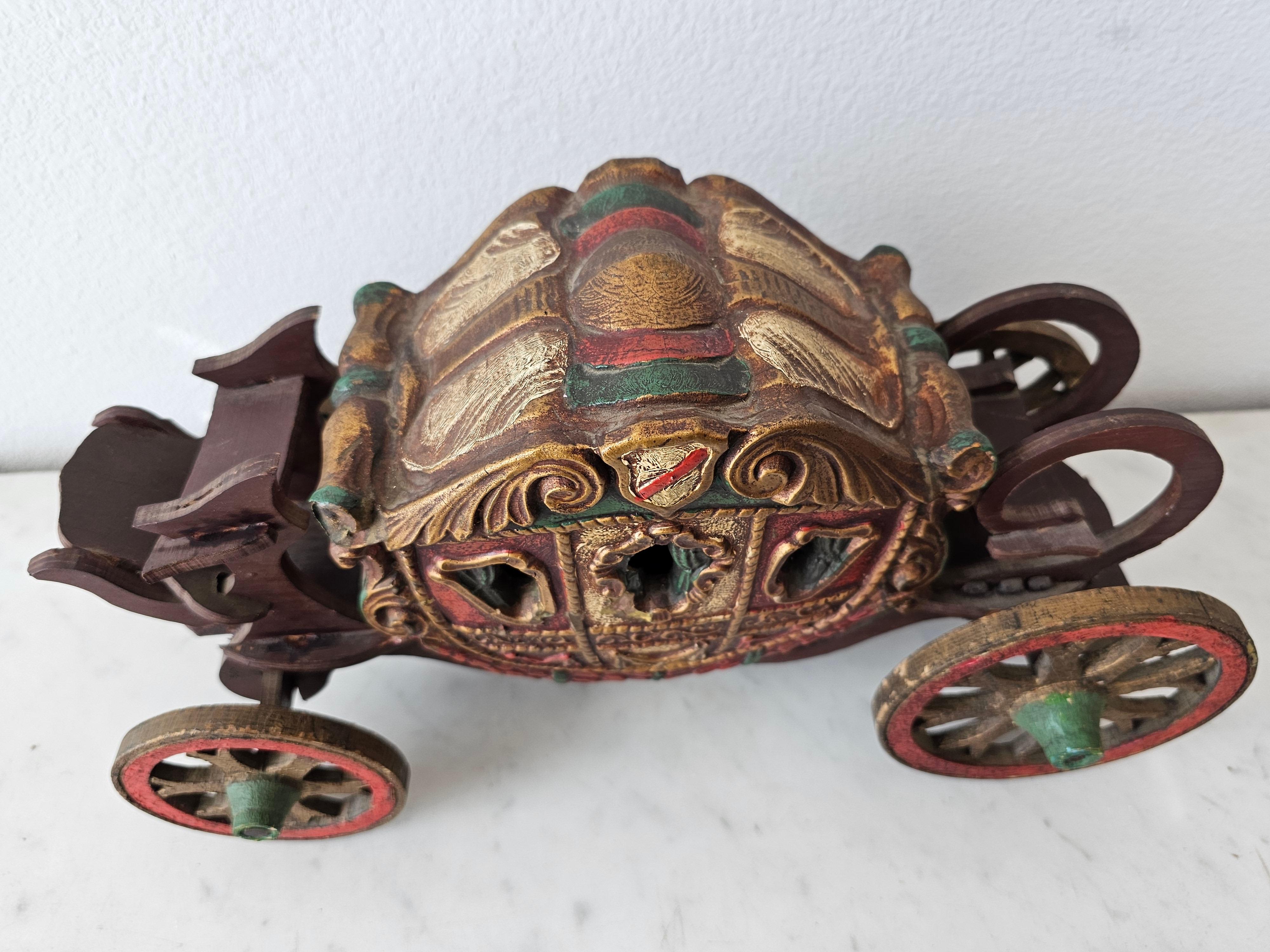 Rare Spanish Colonial Renaissance Chariot Carriage Model Folk Art Sculpture 8
