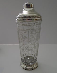 Rare Spanish Sterling Silver Mounted Art Deco Recipe Cocktail Shaker c.1940