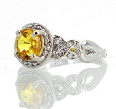 AJD, bague brillantement scintillante en spinelle jaune canari 1,3 carat et diamants