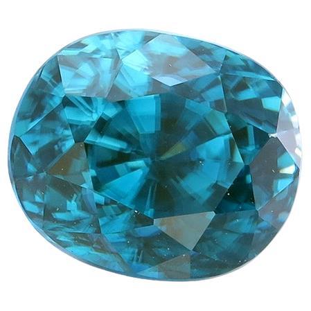  Rare Sparkling Natural Blue 4.35 Carat Zircon from Cambodia For Sale