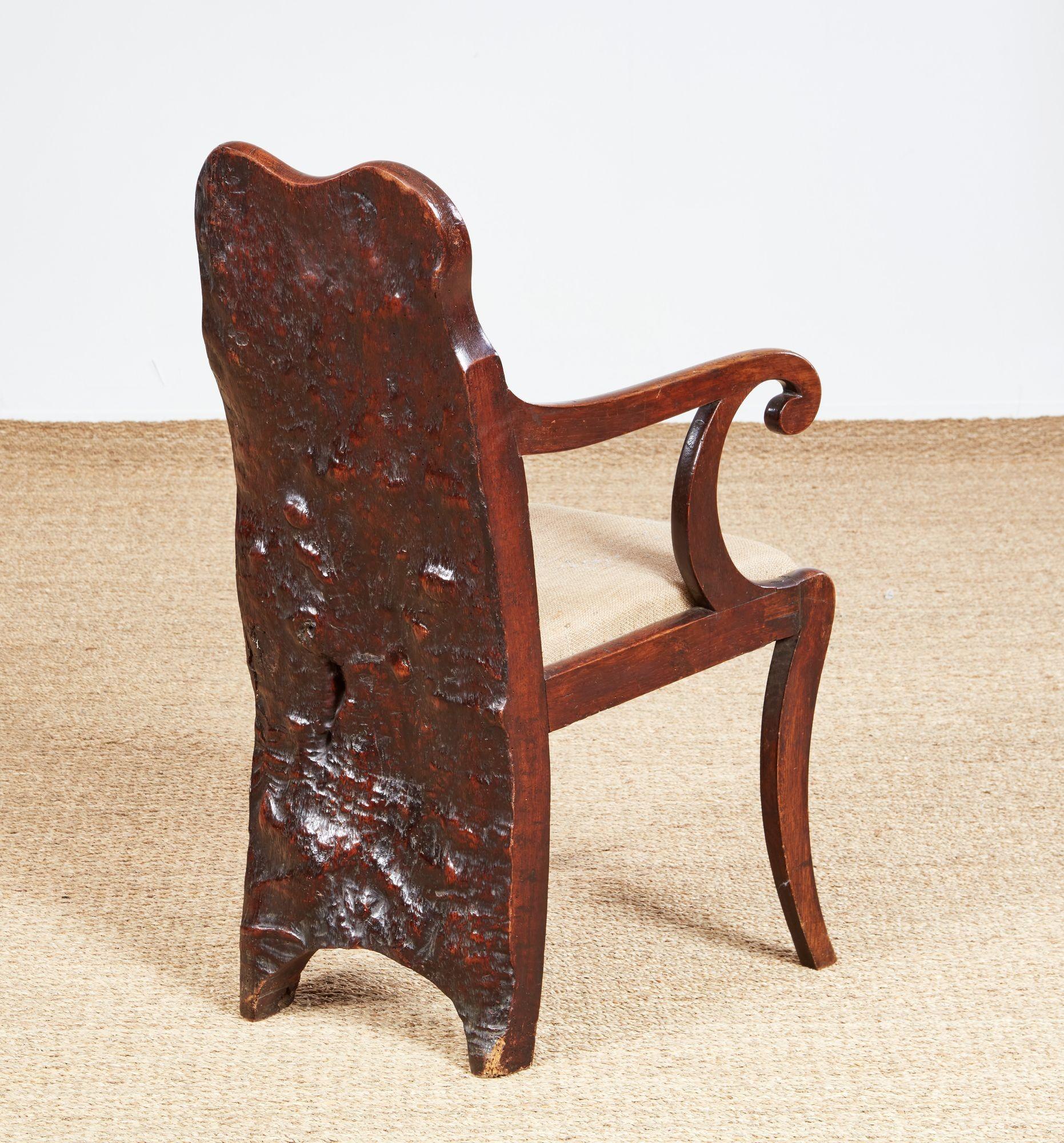 Early 19th Century Rare Specimen Burl Oak Chair For Sale