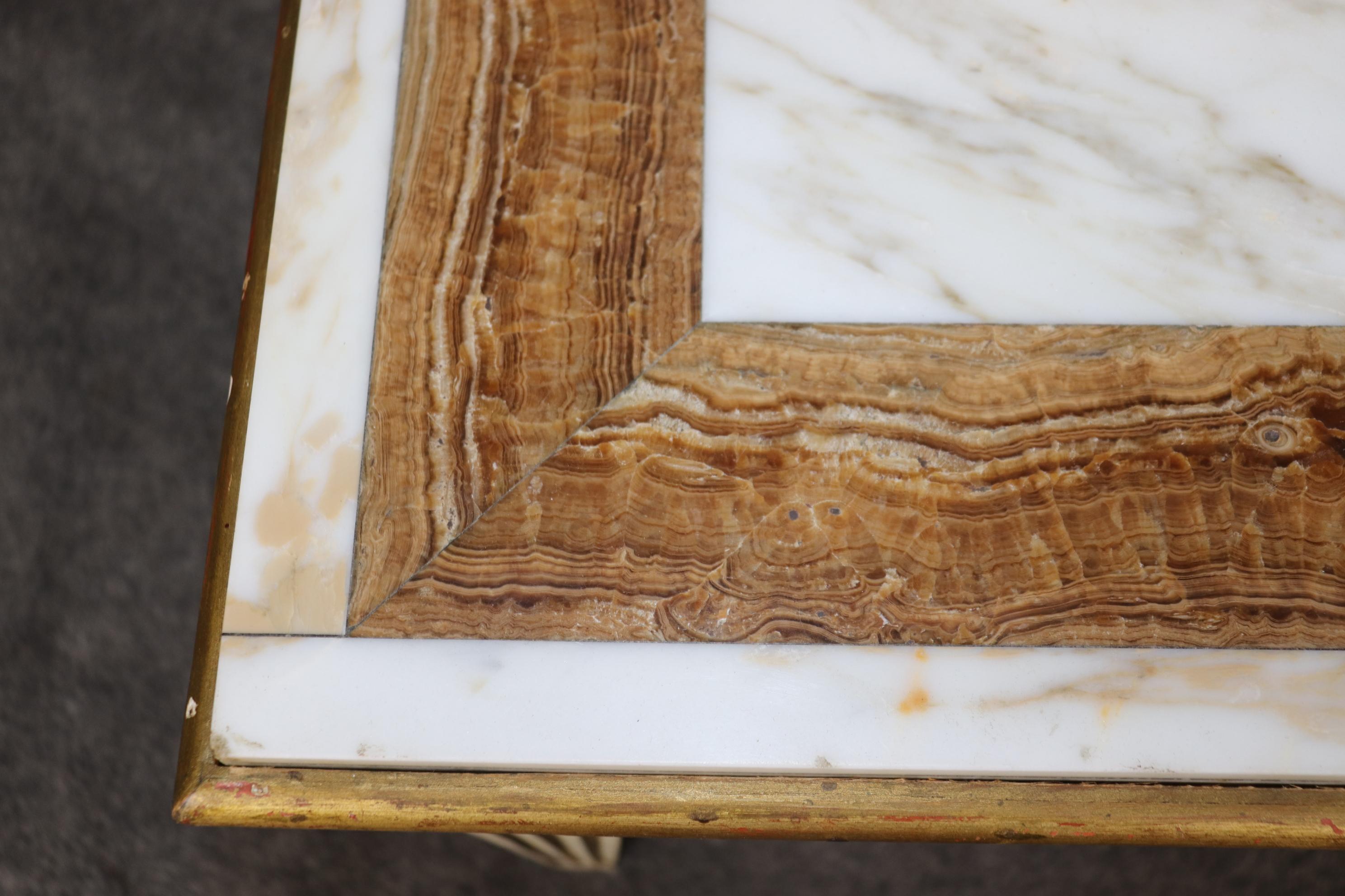 Rare Specimen Marble Inlaid Creme Painted Directoire Gilded Coffee Table 5