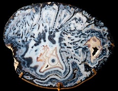 Rare Speckled Blue Agate Geode Slice