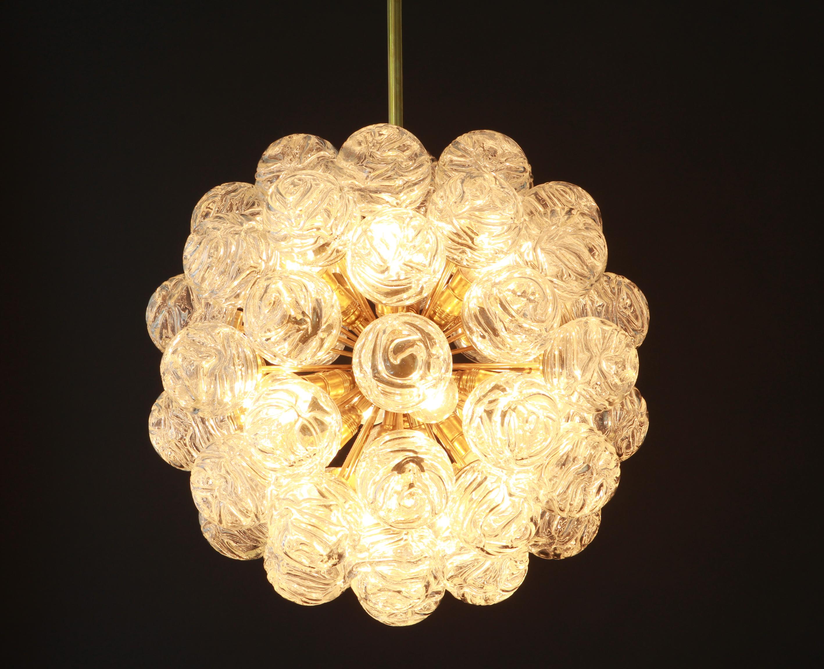 Spectacular Sputnik Chandelier with Snow Glass Balls, Doria, Germany, 1970s For Sale 4