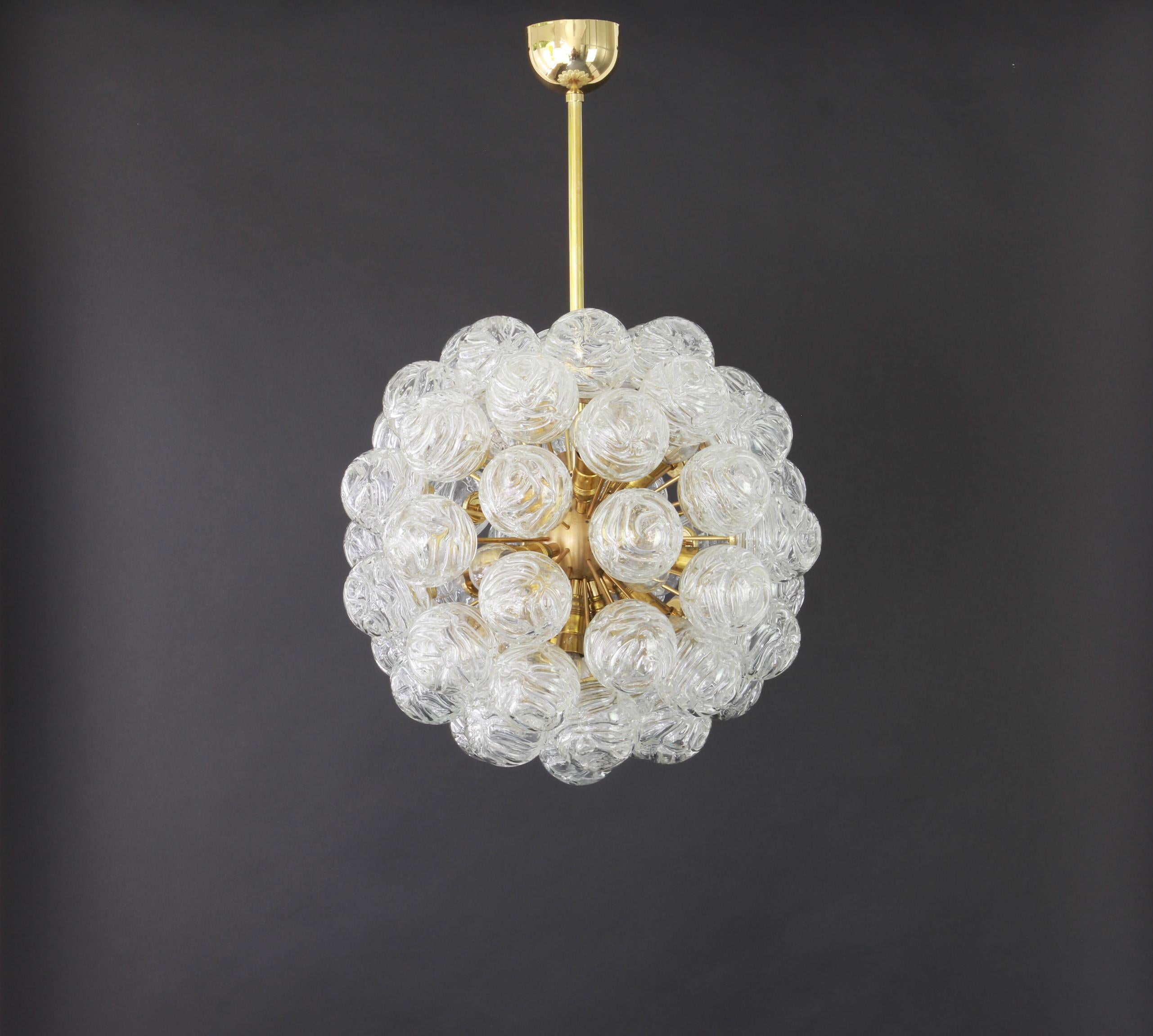 Spectacular Sputnik Chandelier with Snow Glass Balls, Doria, Germany, 1970s For Sale 1