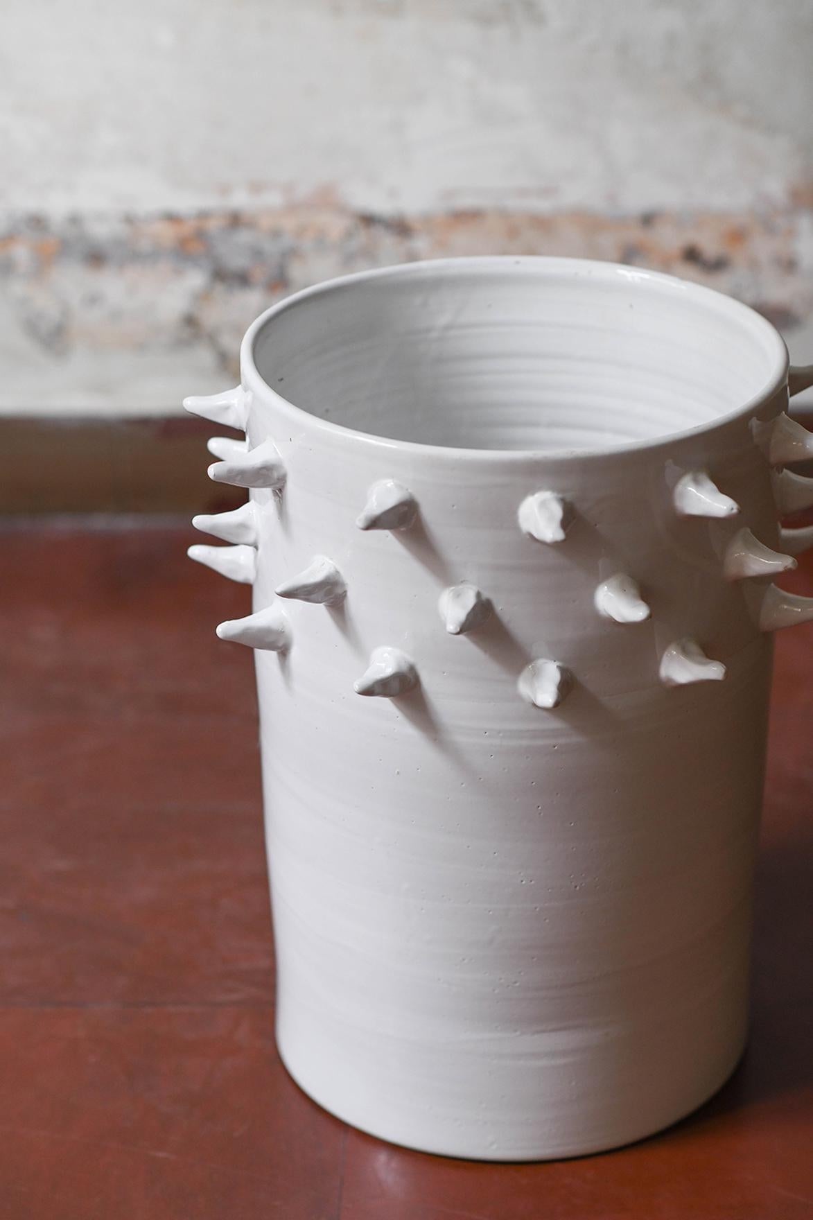 Contemporary Rare “Spina” vase in glazed ceramic by Umberto Mantineo For Sale