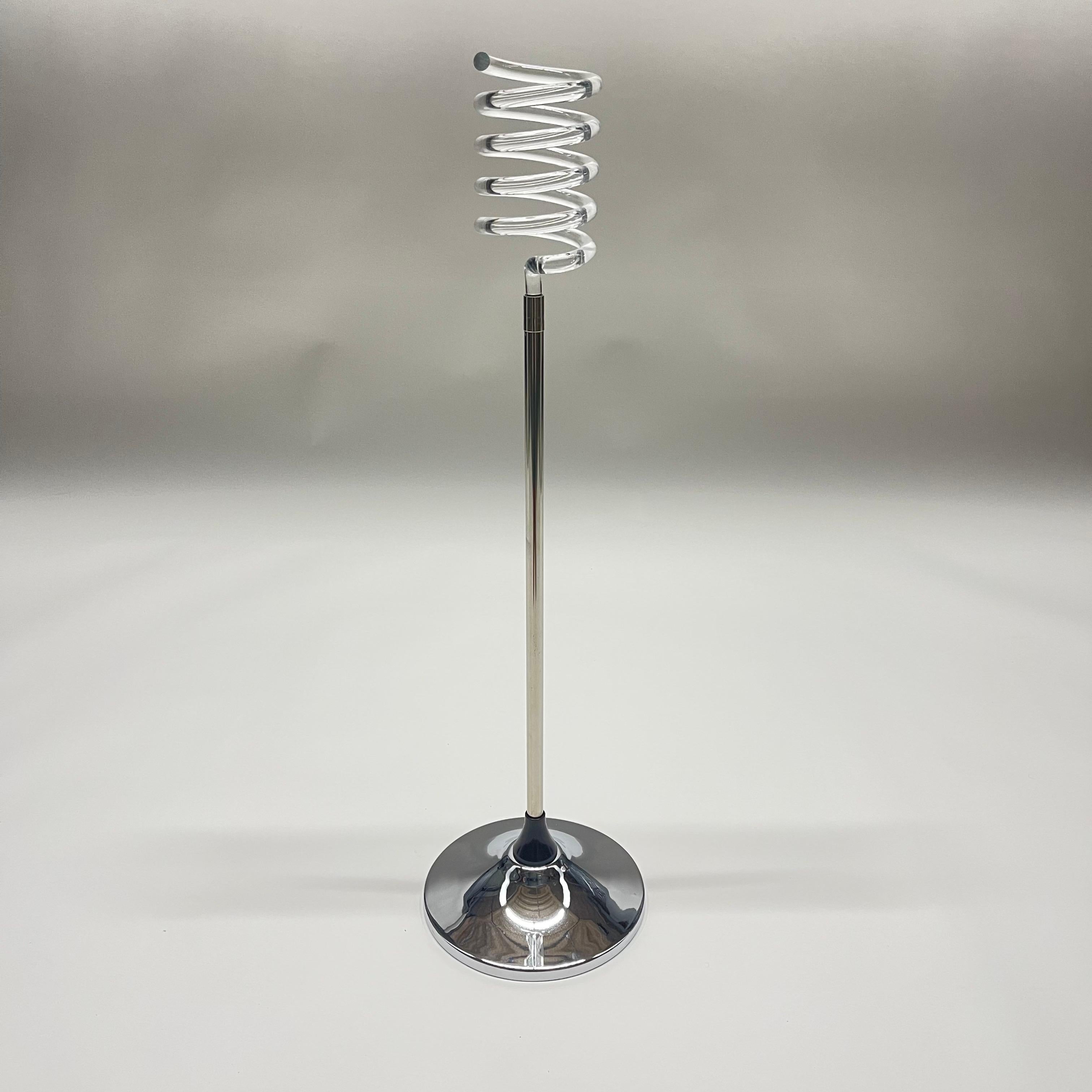 American Rare Spiral Lucite and Chrome Wine Holder Stand Attributed to Dorothy Thorpe For Sale