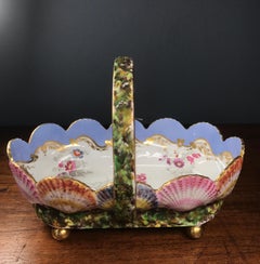Rare Spode 'Cockle Shell' Basket, Flower Sprays Pat. 2234, C. 1820