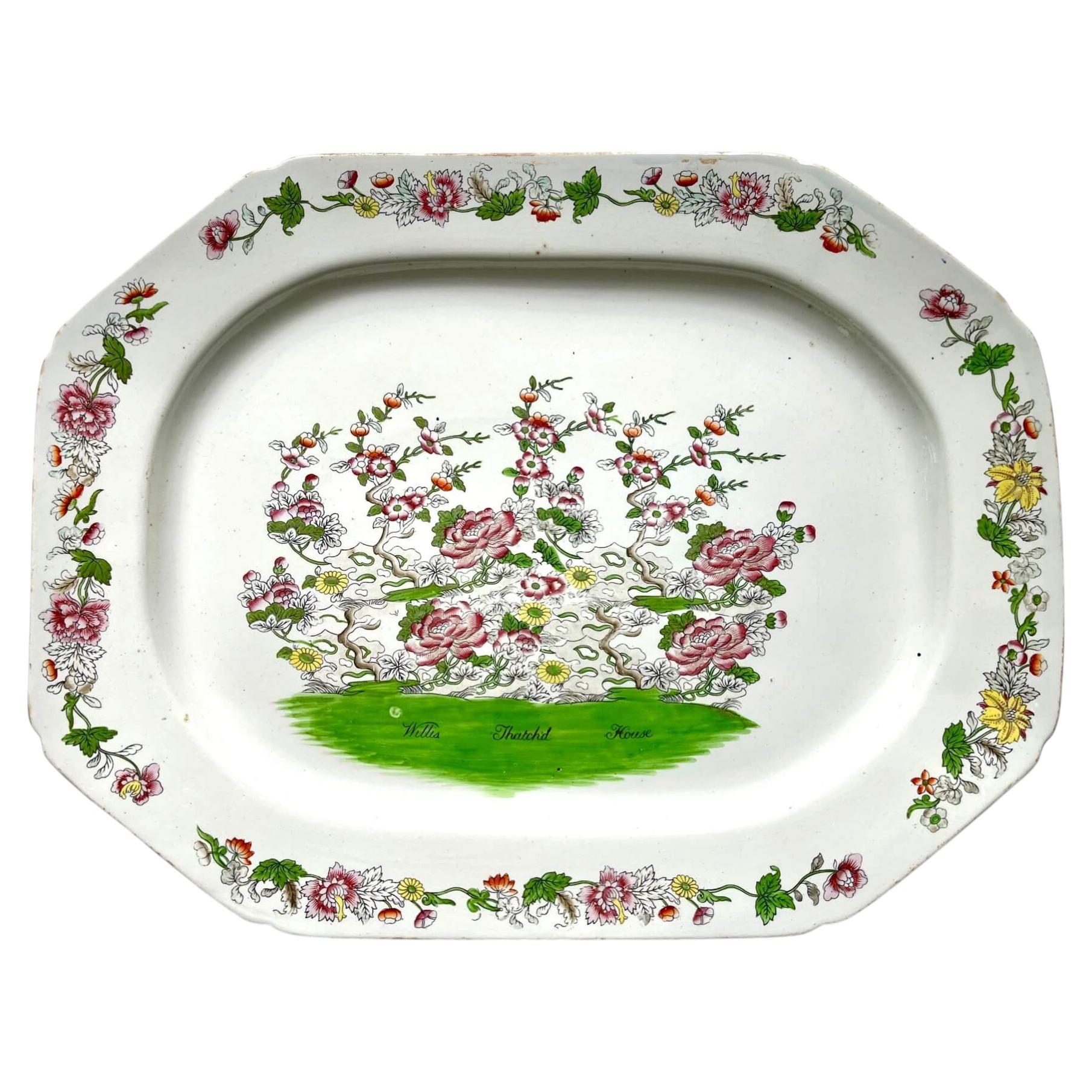 Rare Spode 'Willis Thatch'd House' London Trial Pattern Platter, circa 1810