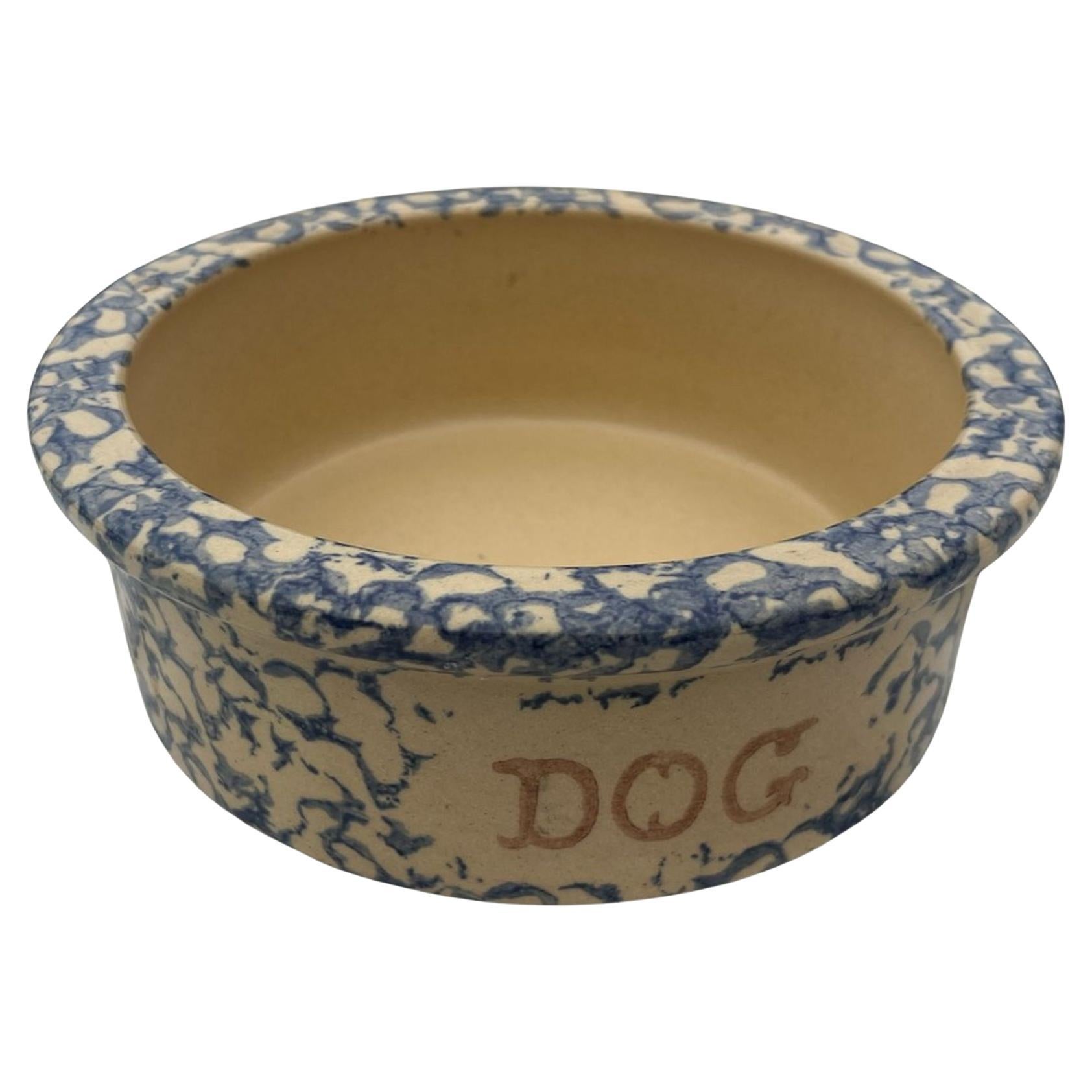Rare Sponge Ware Pottery" Dog " Dish