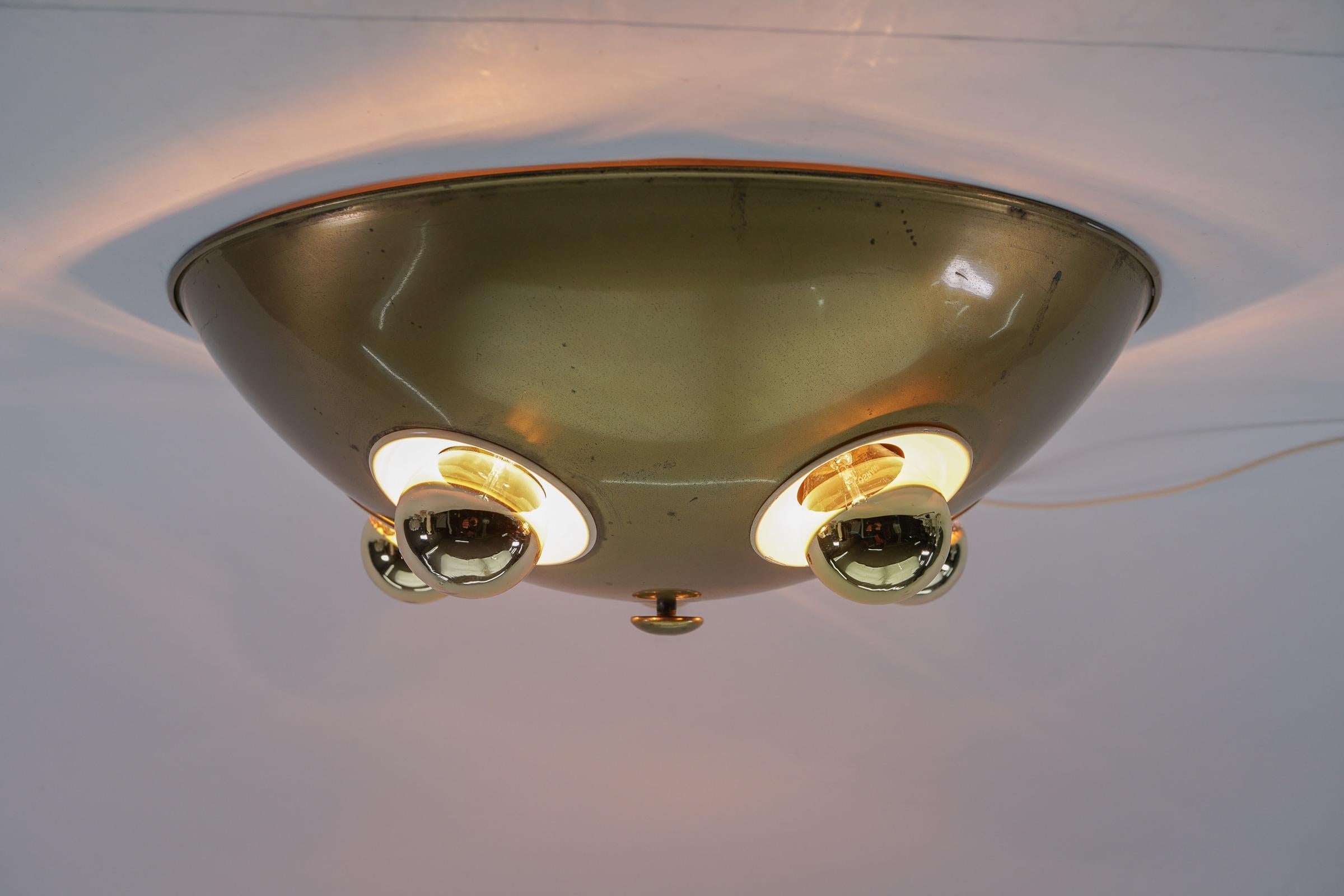 Rare Sputnik Flush Mount or Ceiling Lamp Made in Brass and Metal, Italy, 1950s 4