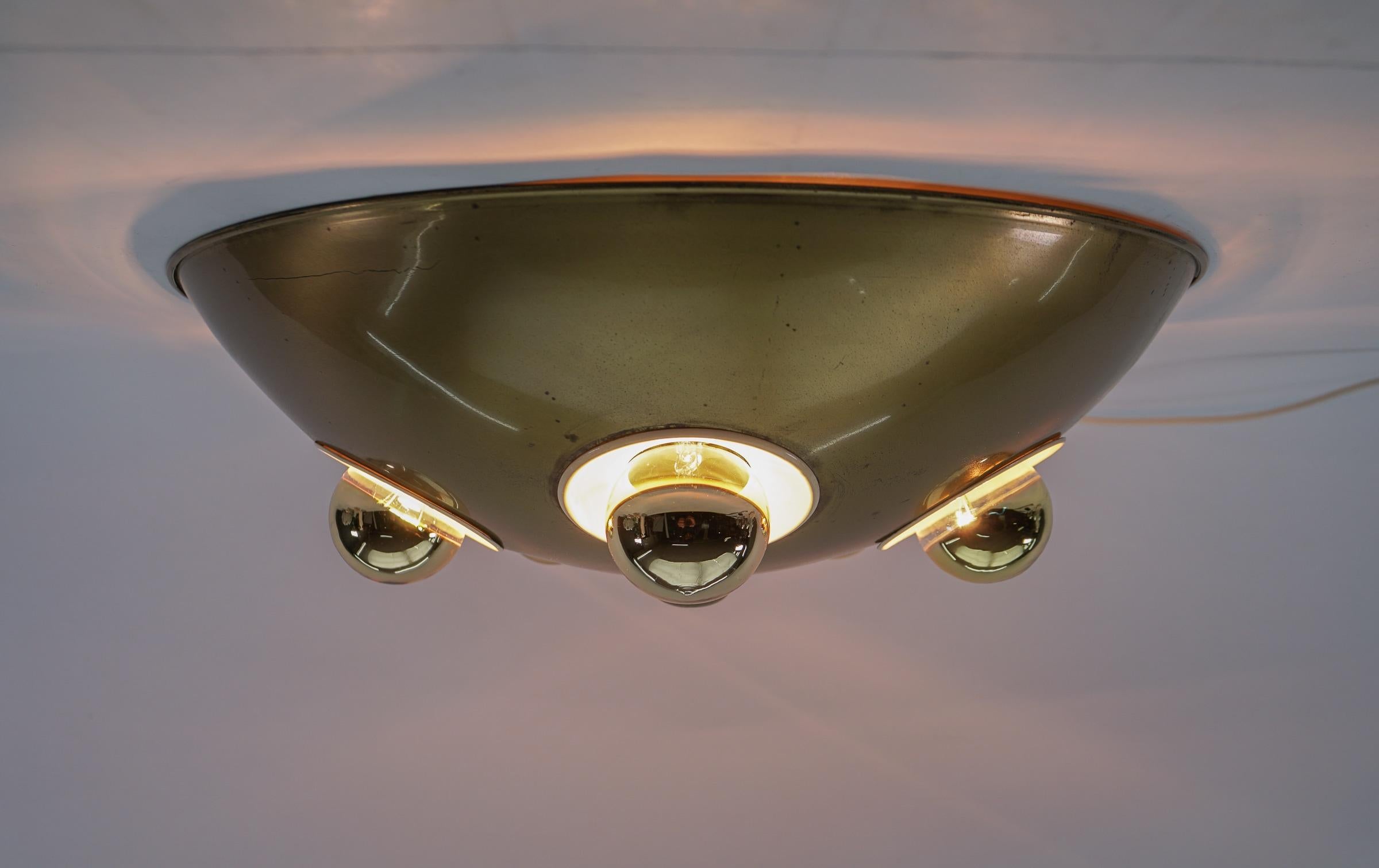 Italian Rare Sputnik Flush Mount or Ceiling Lamp Made in Brass and Metal, Italy, 1950s