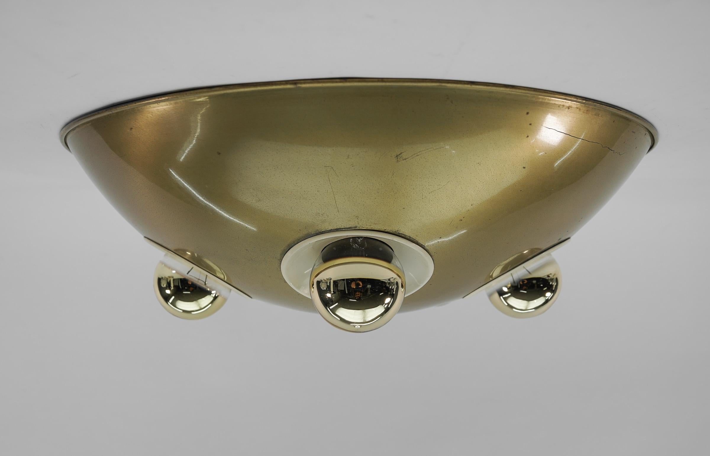 Rare Sputnik Flush Mount or Ceiling Lamp Made in Brass and Metal, Italy, 1950s In Good Condition In Nürnberg, Bayern