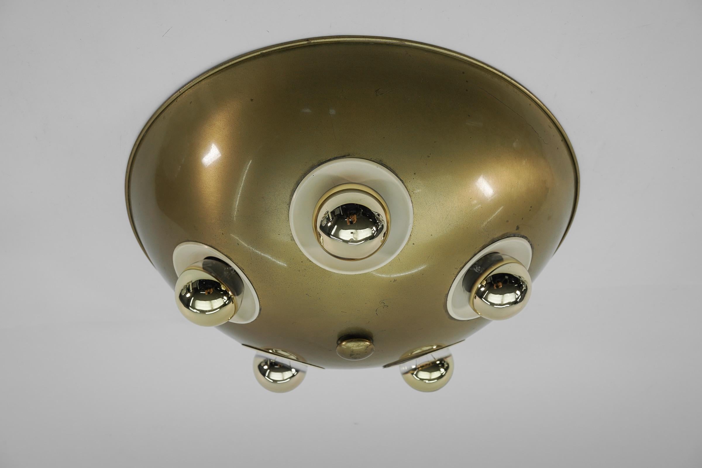 Rare Sputnik Flush Mount or Ceiling Lamp Made in Brass and Metal, Italy, 1950s 1