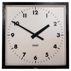 Rare Square Format Large Vintage Industrial Wall Clock by Gent of Leicester