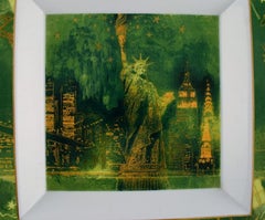 Rare square Rosenthal porcelain dish. Statue of liberty. 1970s