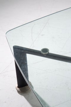 Rare square table in steel and glass by Osvaldo Borsani for Tecno