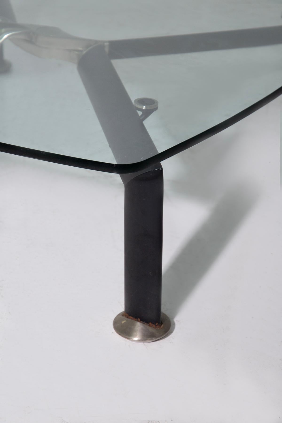 Seltener quadratischer Tisch aus Stahl und Glas von Osvaldo Borsani für Tecno (Metall) im Angebot