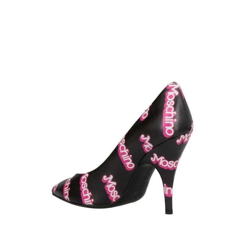 Rare! SS15 Moschino Couture Jeremy Scott Barbie Black Pink High Heel Pumps 36 IT

Additional Information:
Material: Calfskin       
Color: Black/Pink    
Pattern: All Over Barbie Moschino Logo    
Style: Classics
Size: 36 IT
Exact Heel Height: