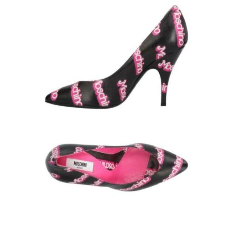 Rare! SS15 Moschino Couture Jeremy Scott Barbie Black Pink High Heel Pumps 40 Sale at 1stDibs | jeremy scott barbie moschino barbie shoes, jeremy scott barbie heels