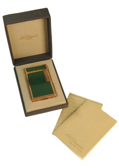 Rare S.T Dupont Gold Plated Green Laque De Chine Ligne 1 Lighter