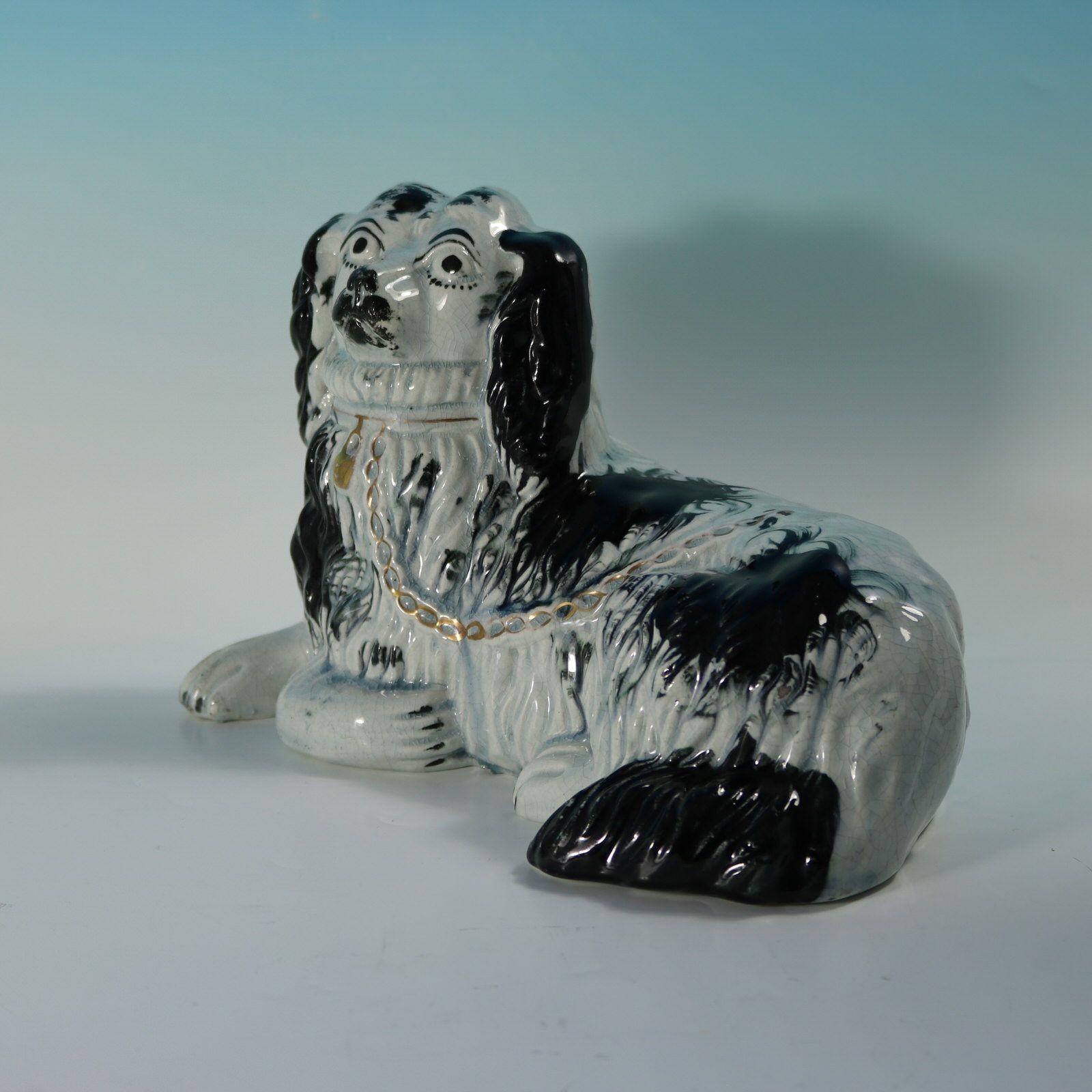 Rare Staffordshire Pottery Recumbent Spaniel For Sale 1