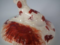 Rare Staffordshire Spaniel Head Tobacco Jar & Cover