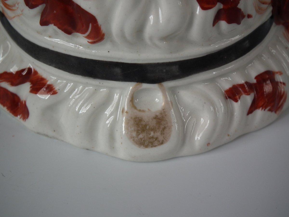 Rare Staffordshire Spaniel Head Tobacco Jar & Cover In Good Condition In Chelmsford, Essex