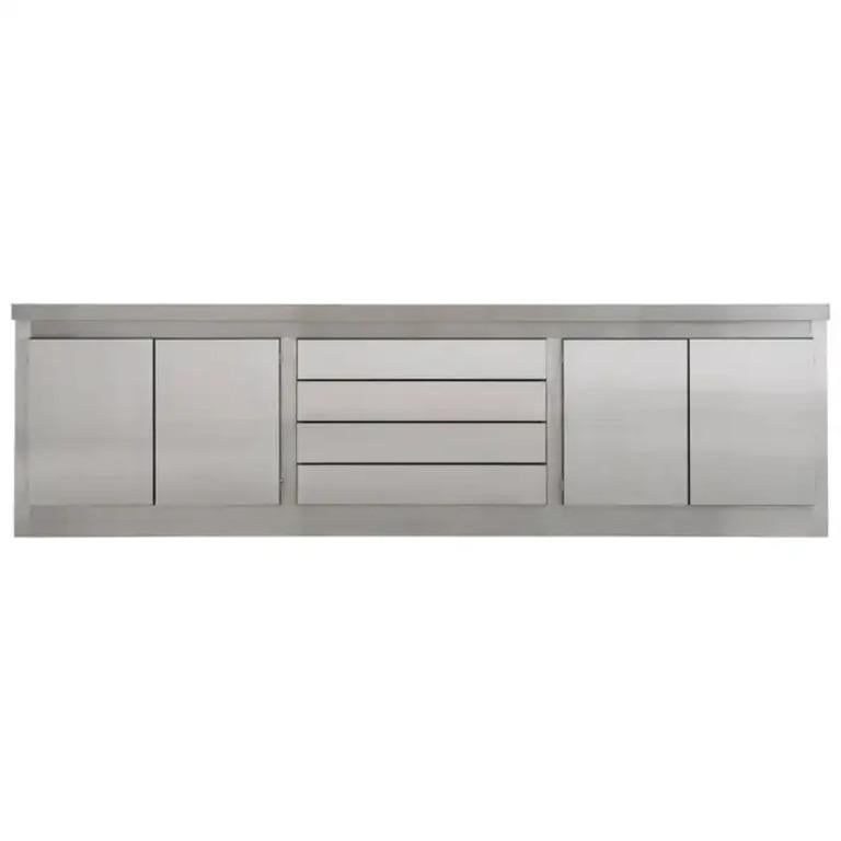 Rare sideboard, in stainless steel, by Ludovico Acerbis for Acerbis, Italy, circa 1971.

Sleek and modern credenza in stainless steel. This cabinet has a nice modern and Industrial appearance. The design is simplistic, straight vertical lines