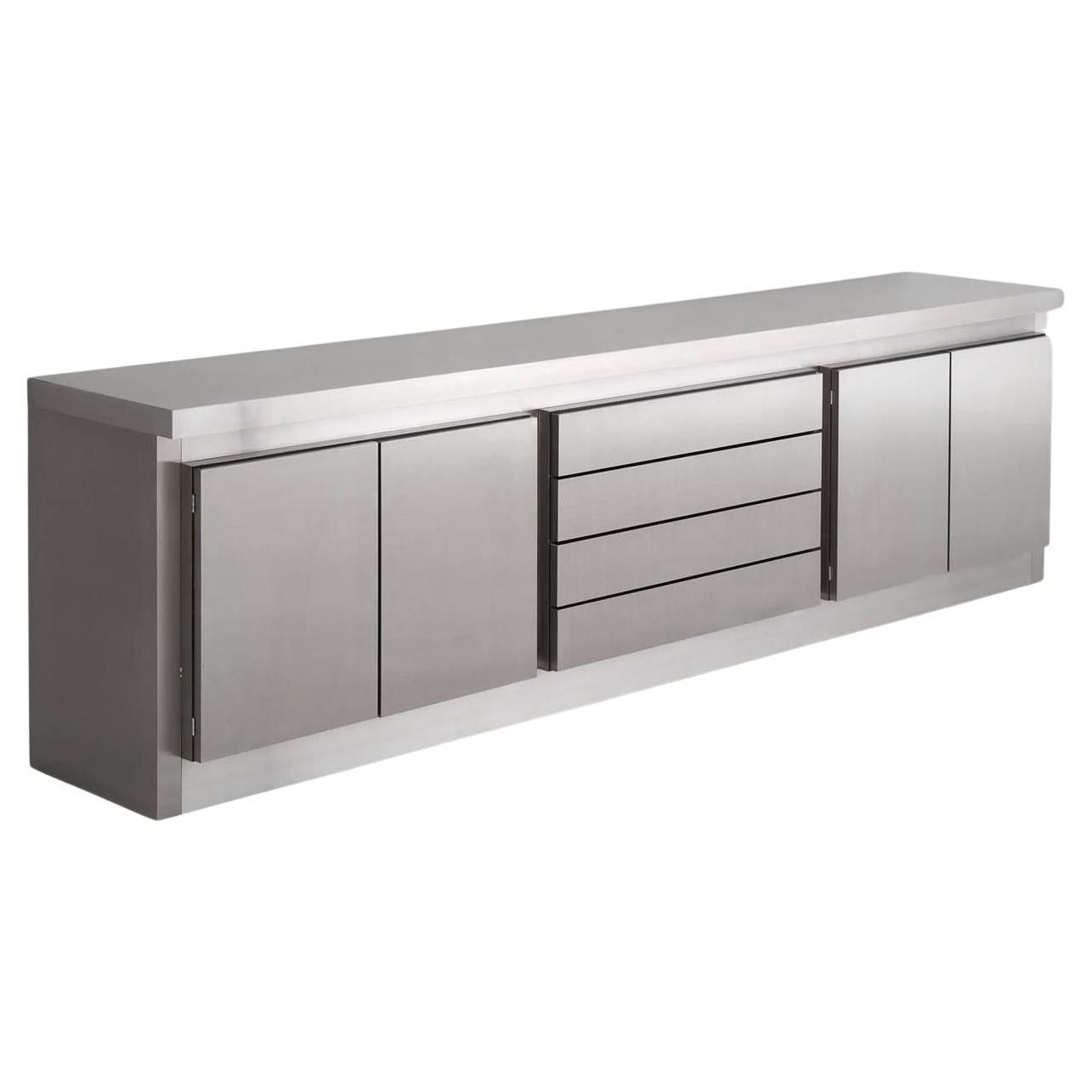 Rare Stainless Steel Sideboard by Lodovico Acerbis, Italy ca. 1970s For Sale