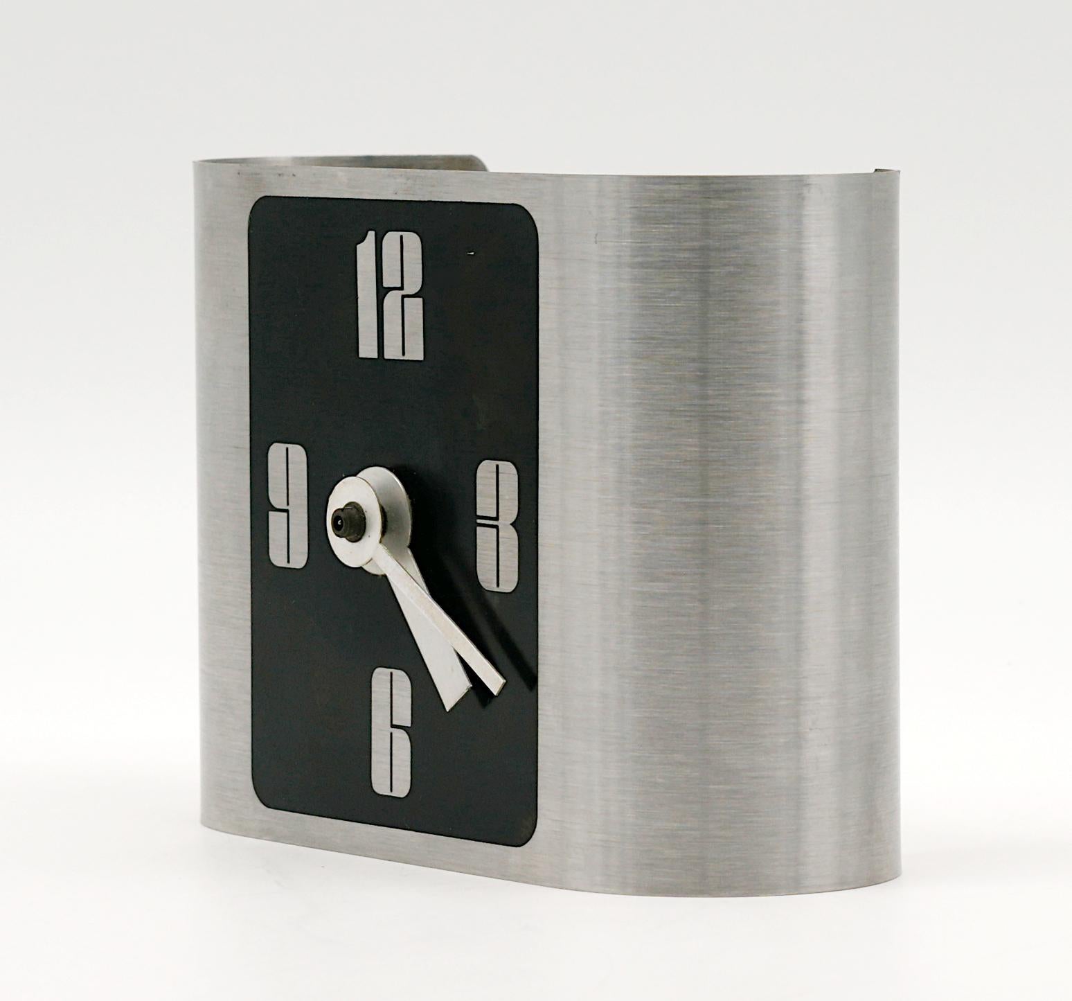 Rare Stainless Steel Table Clock, 1970 For Sale 1