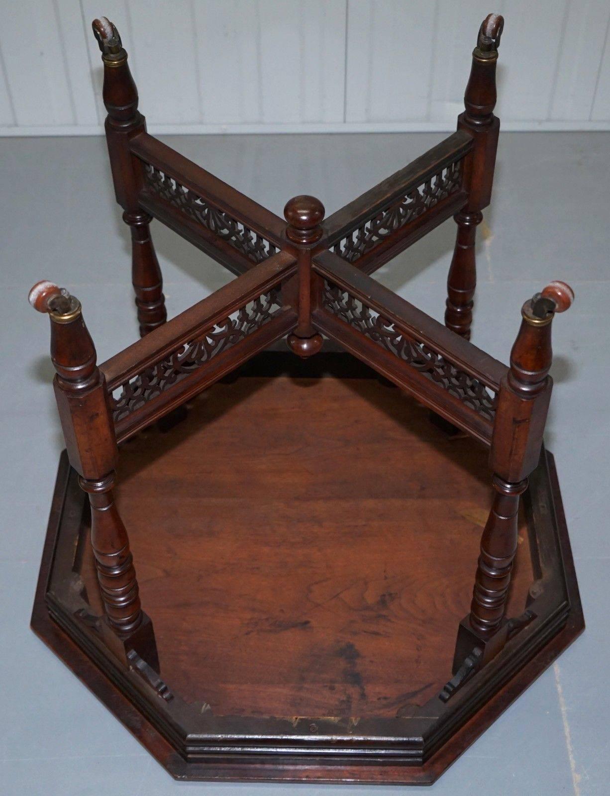 Rare Stamped Mousell Bros Ltd Victorian Mahogany Tea Side End Lamp Wine Table 3