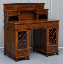 Rare Stamped William Morris & Co Astral Glazed Twin Pedestal Walnut Dickens Desk