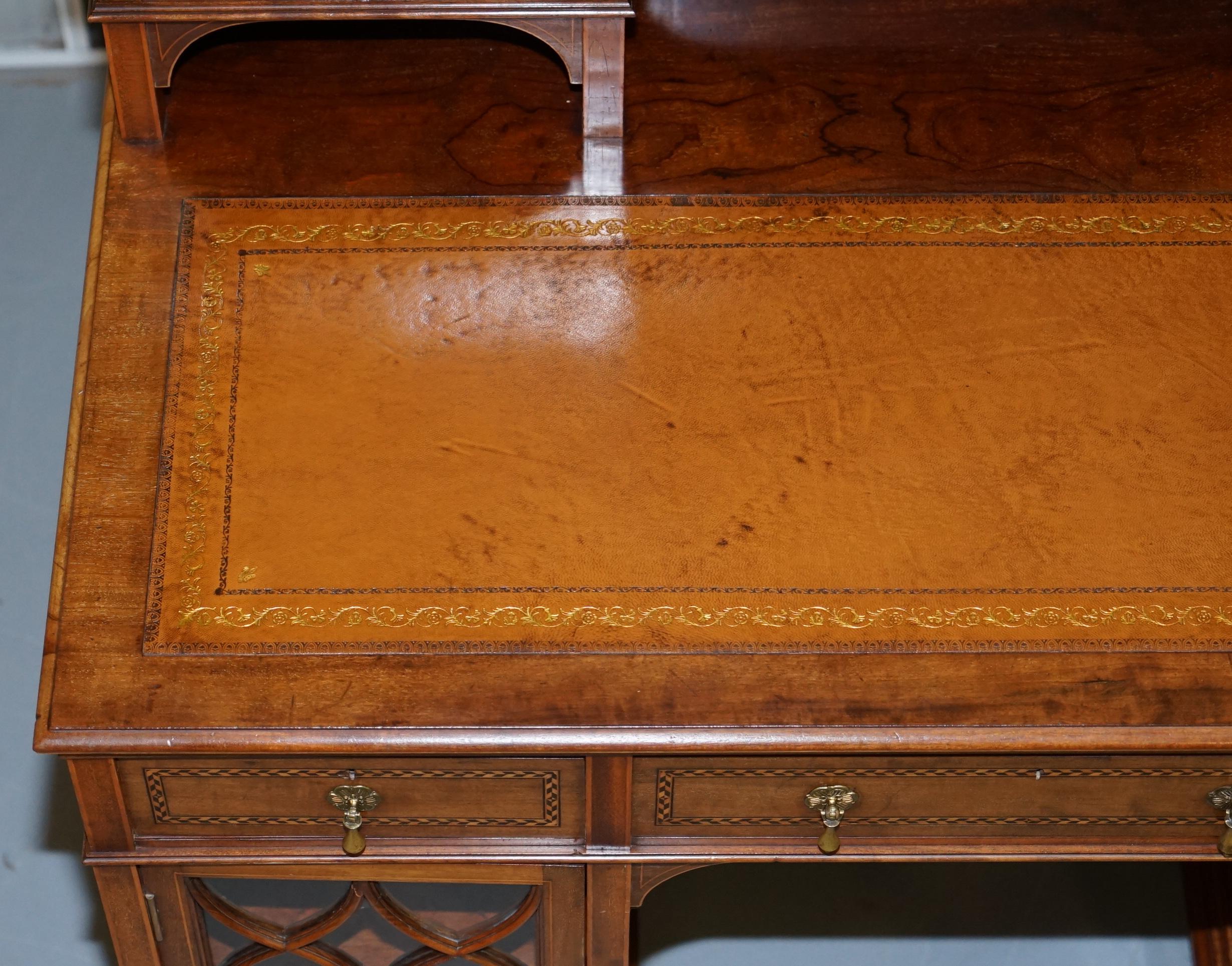 Rare Stamped William Morris & Co Astral Glazed Twin Pedestal Walnut Dickens Desk 1