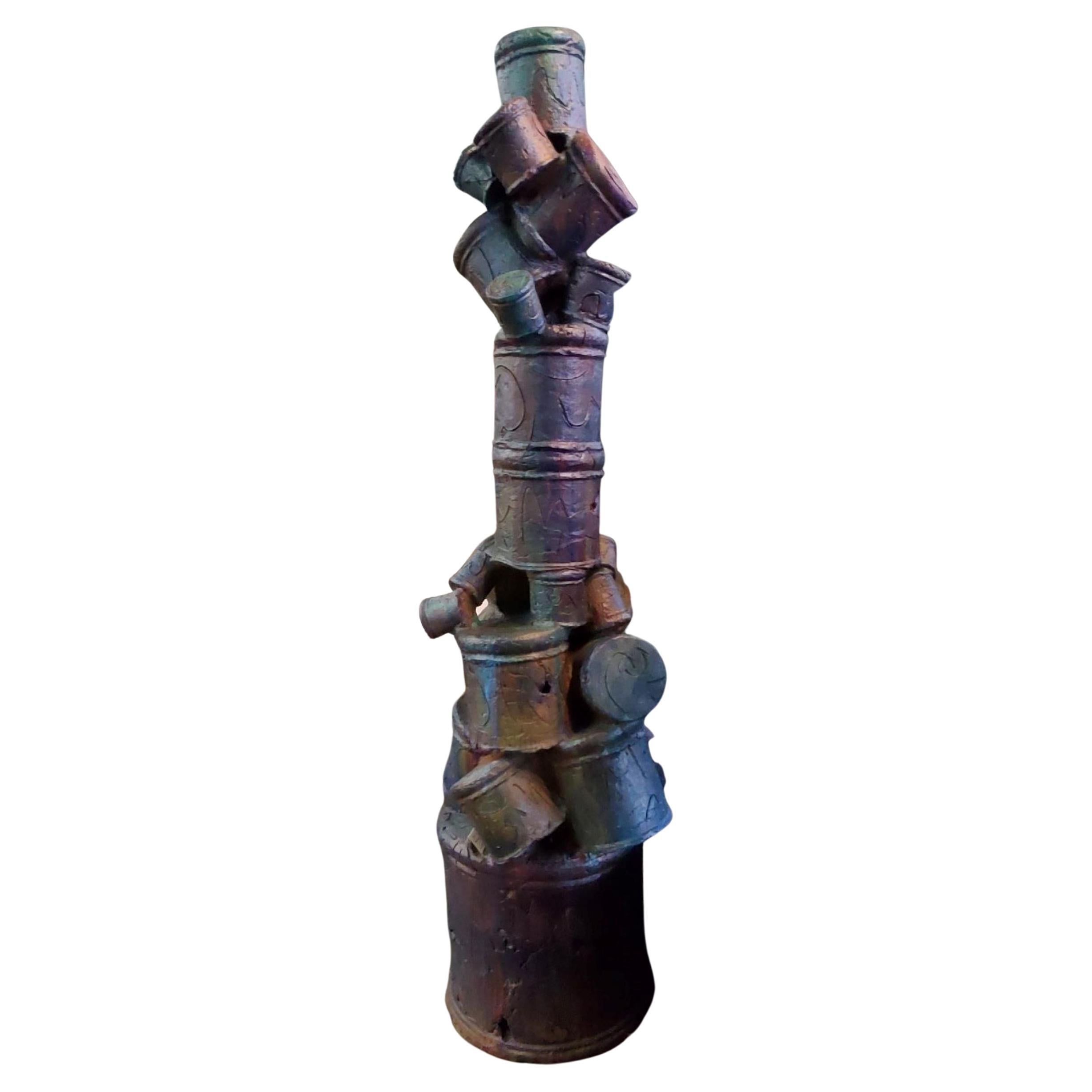 Rare Stan Bitters Tall Abstract Environmental Ceramic Sculpture, 1970s For Sale