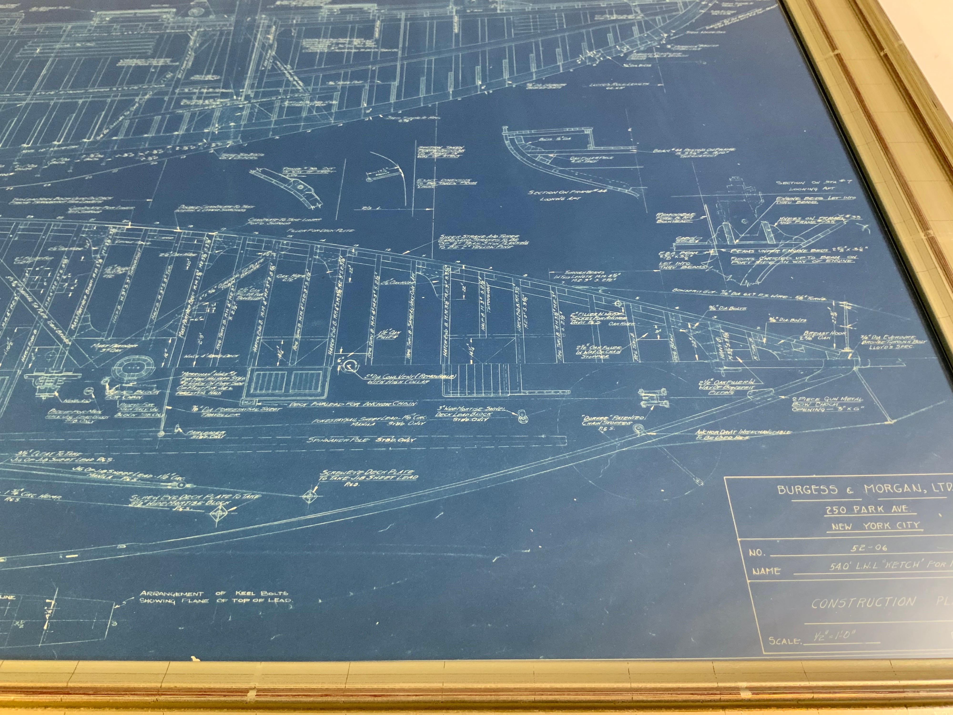 Rare Starling Burgess & Morgan Yacht Blueprint No. 52-06 For Sale 7