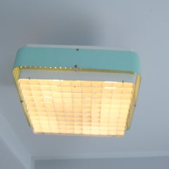 Rare "Starry Sky" Ceiling Lamp Model. AE 37 in Turqoise & White, Itsu 1950s