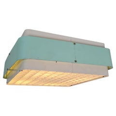 Rara lámpara de techo "Cielo estrellado" Model. AE 37 en turquesa y blanco, Itsu años 50
