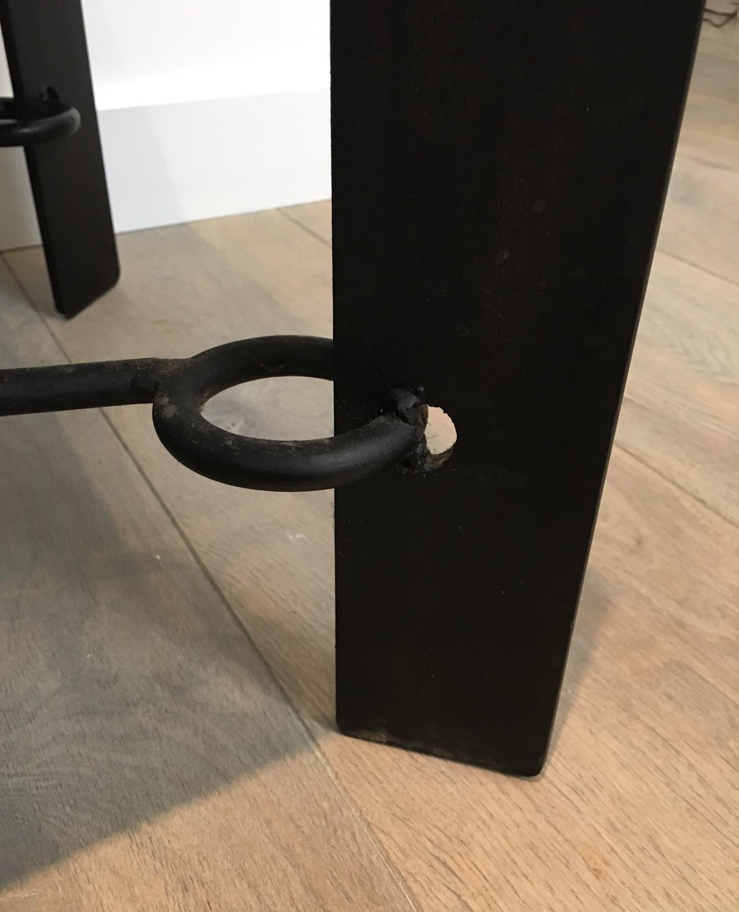 Rare table basse en acier et en fer avec plateau en pierre de lave, vers 1940 en vente 5