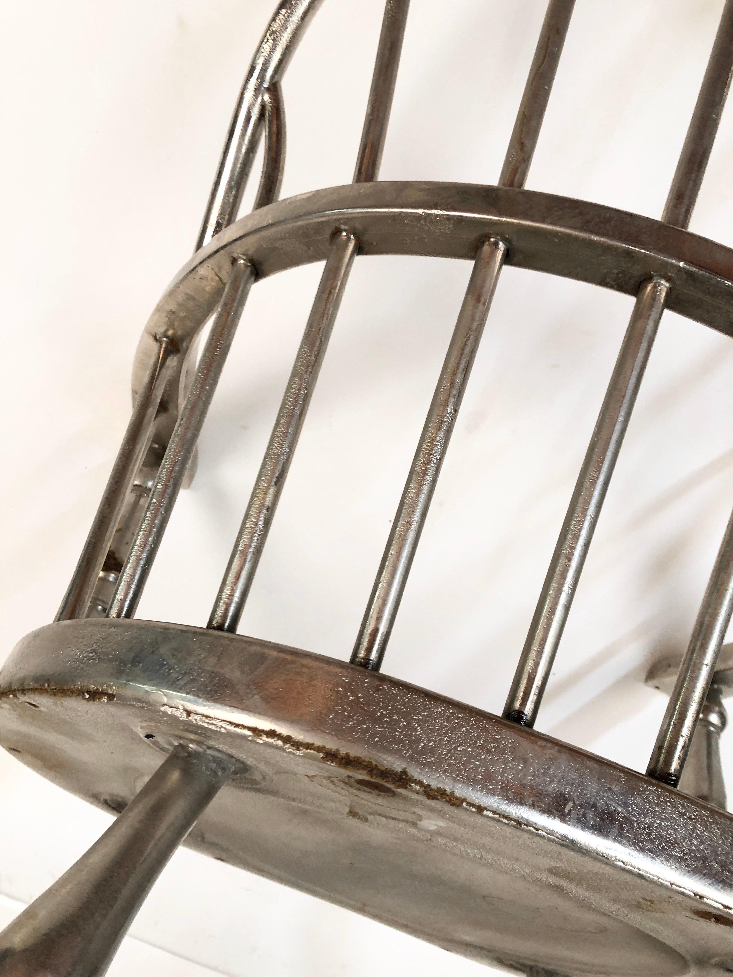 Rare Steel Nickel-Plated Windsor Style Philadelphia Library Chair, 1930 2