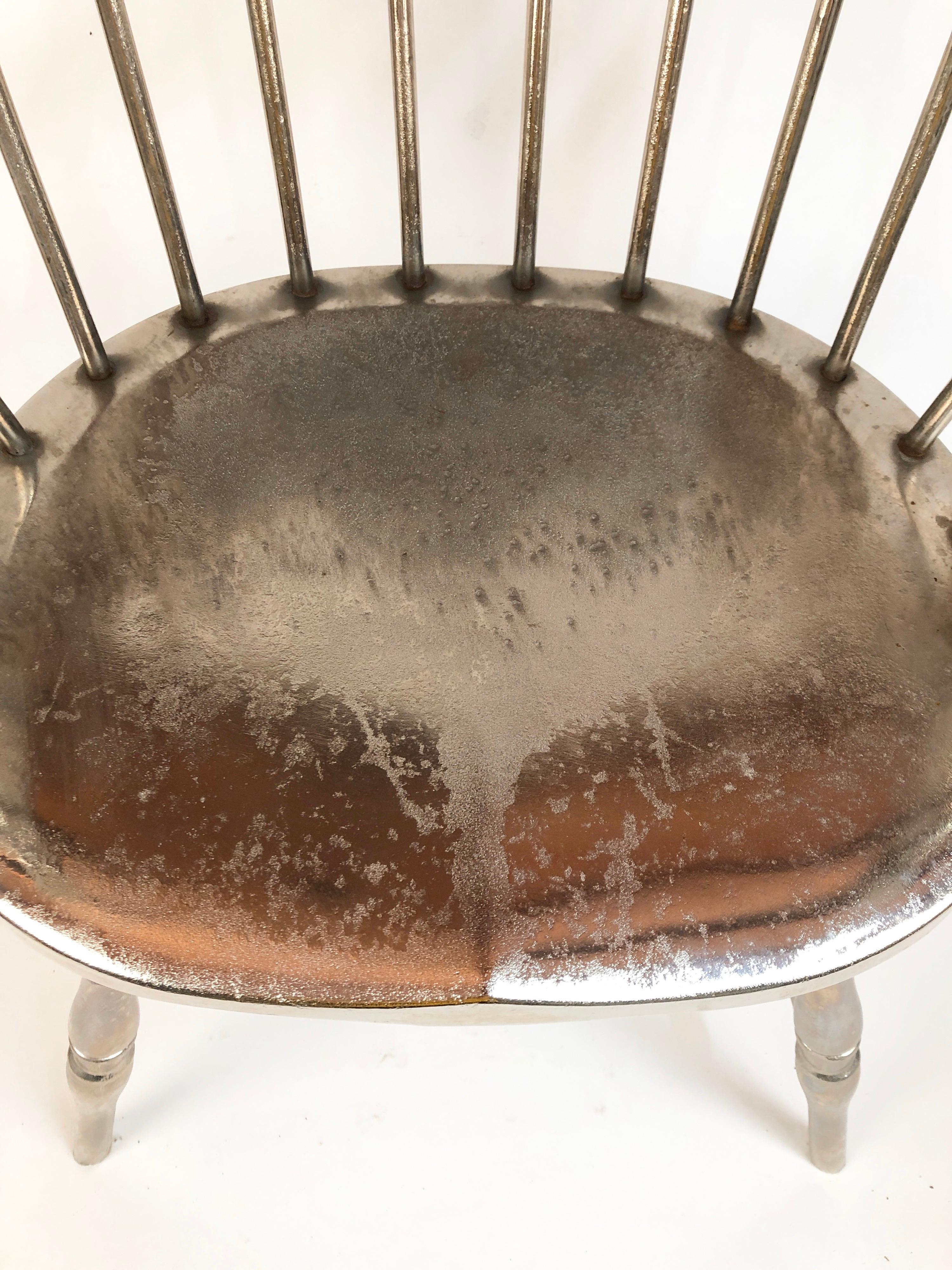 Rare Steel Nickel-Plated Windsor Style Philadelphia Library Chair, 1930 3