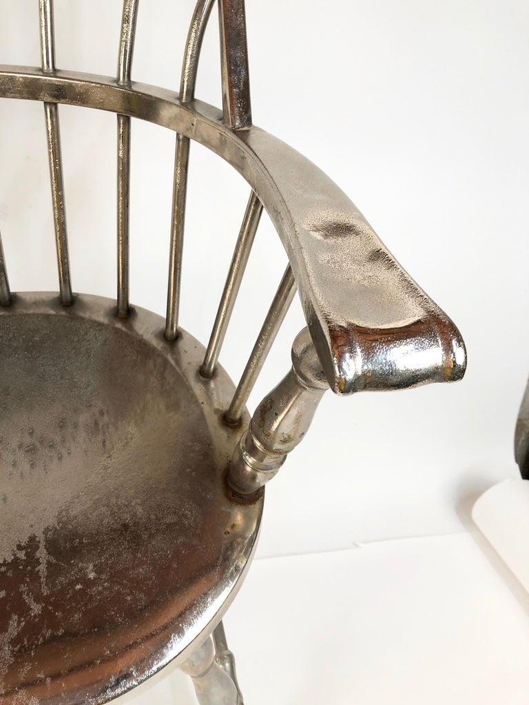 Rare Steel Nickel-Plated Windsor Style Philadelphia Library Chair, 1930