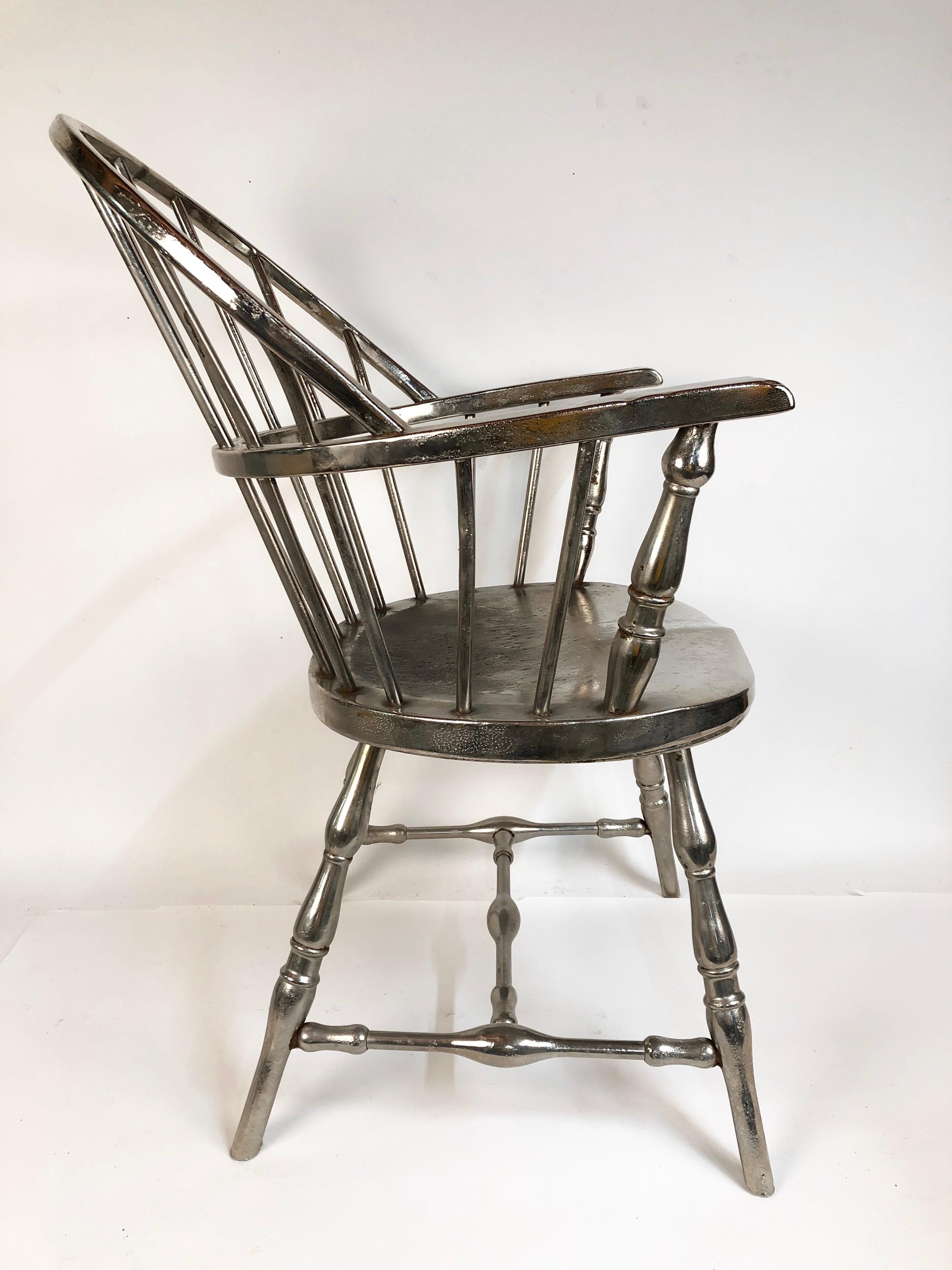 Metal Rare Steel Nickel-Plated Windsor Style Philadelphia Library Chair, 1930