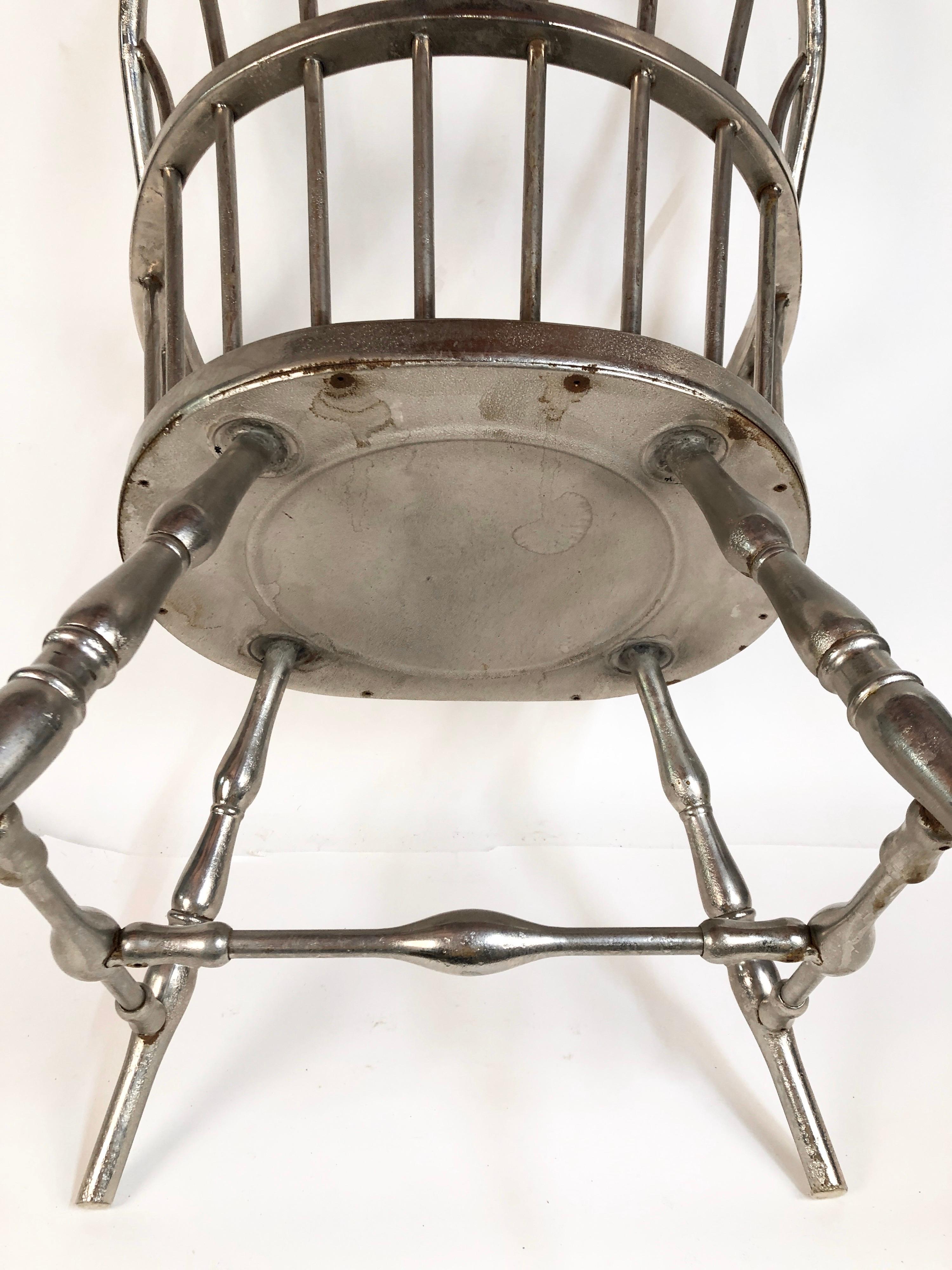Rare Steel Nickel-Plated Windsor Style Philadelphia Library Chair, 1930 1