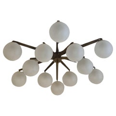 Rare Stella a 12 ceiling lamp designed by Angelo Lelii for Arredoluce 1959